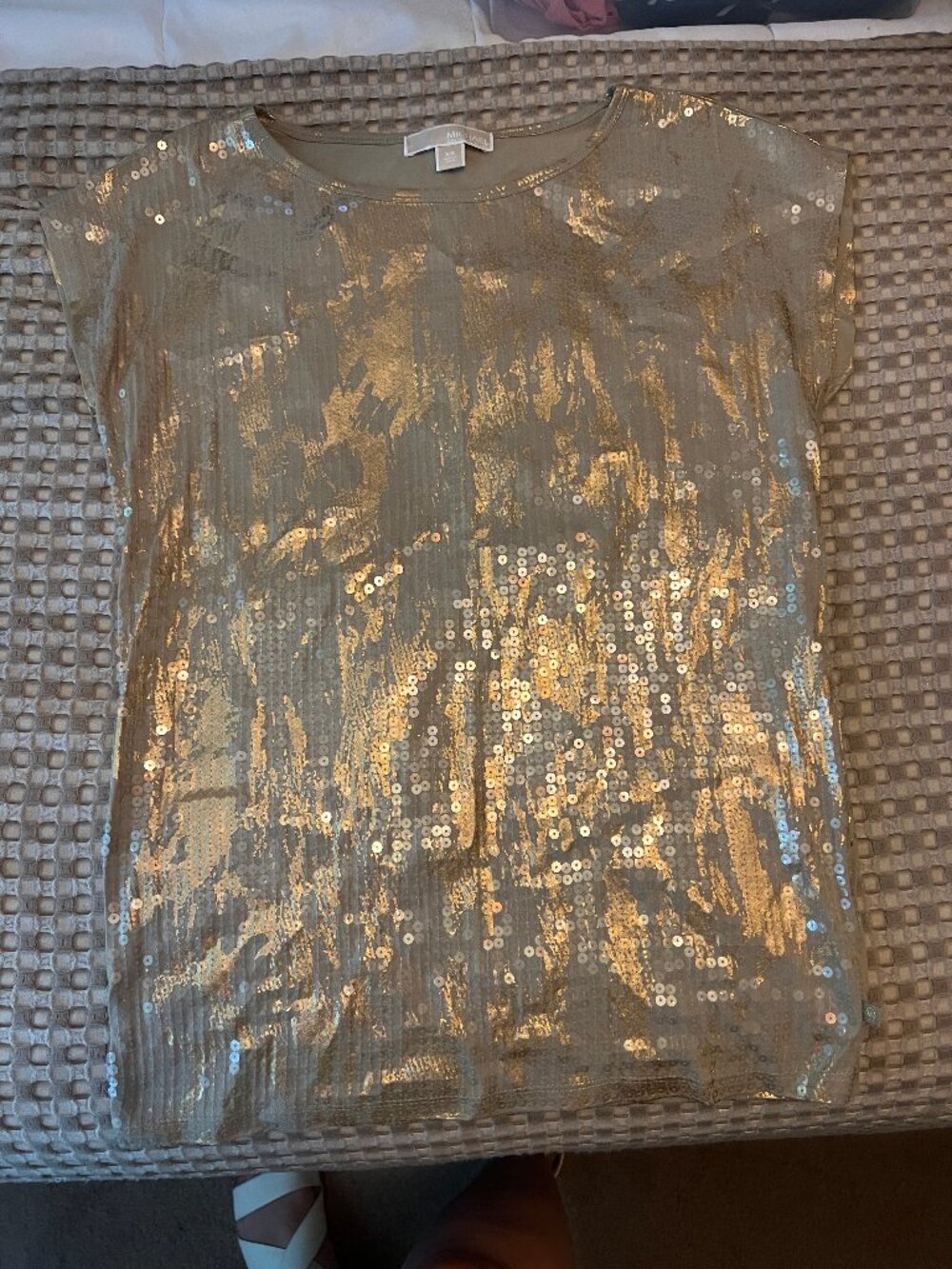Michael Kors Gold Sparkly Top Size XS